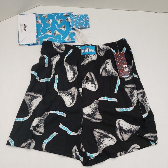 NWT Mens Boxers Underwear Hershey's Kisses Black Silver Candy Chocolate S Gift - Picture 1 of 12